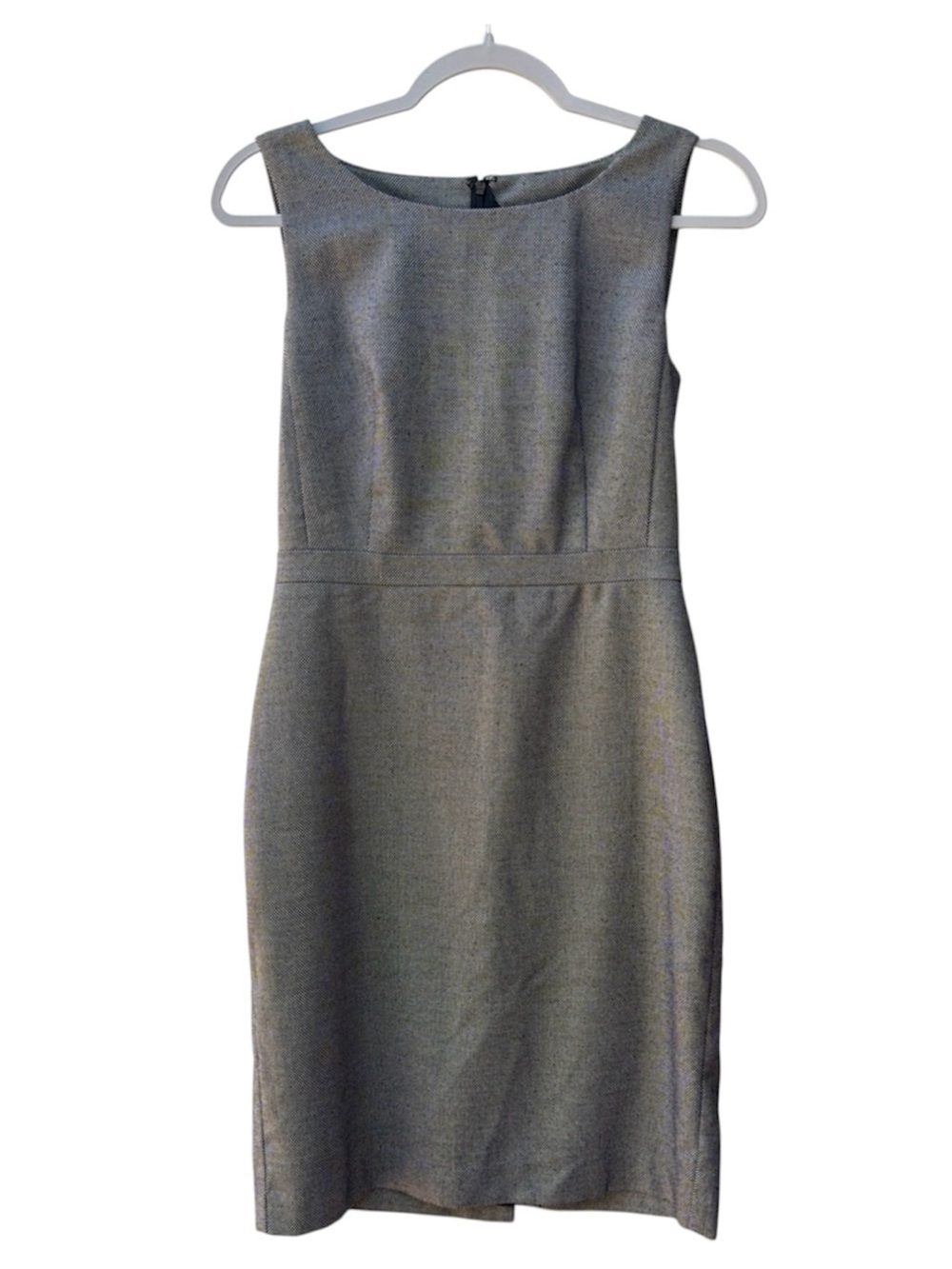 Ann Taylor Grey Sheath Round Neck Lined Sleeveless Dress WM SZ 4P